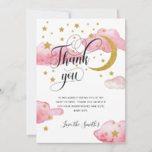Pink Gold Glitzer Moon Kinderdusche Danke Karte