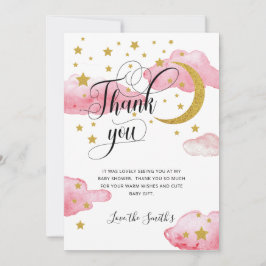 Pink Gold Glitzer Moon Kinderdusche Danke Karte