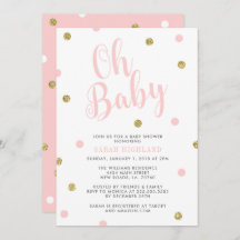 Pink & Gold Glitzer Oh Baby Dusche