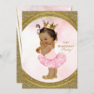 Pink Gold Glitzer Princess Vintag Baby Girl Party Einladung