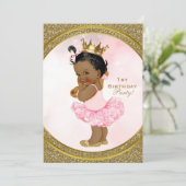 Pink Gold Glitzer Princess Vintag Baby Girl Party Einladung (Stehend Vorderseite)
