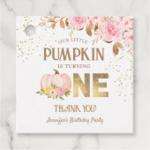 Pink Gold Glitzer Pumpkin Floral Girl 1. Geburtsta Geschenkanhänger (Vorderseite)