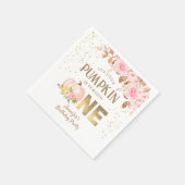 Pink Gold Glitzer Pumpkin Floral Girl 1. Geburtsta Serviette (Ecke)