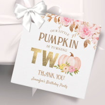 Pink Gold Glitzer Pumpkin Floral Girl 2. Geburtsta
