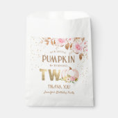 Pink Gold Glitzer Pumpkin Floral Girl 2. Geburtsta Geschenktütchen (Vorderseite)