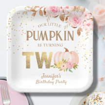 Pink Gold Glitzer Pumpkin Floral Girl 2. Geburtsta