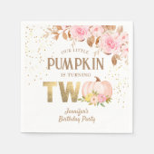 Pink Gold Glitzer Pumpkin Floral Girl 2. Geburtsta Serviette (Vorderseite)