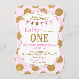 Pink Gold Glitzer Sparkle Einladung zum Geburtstag
