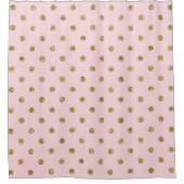 Pink & Gold Glitzer Sparkle Polka Dots Minimal Duschvorhang (Vorderseite)