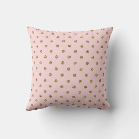Pink & Gold Glitzer Sparkle Polka Dots Minimal Kissen (Rückseite)