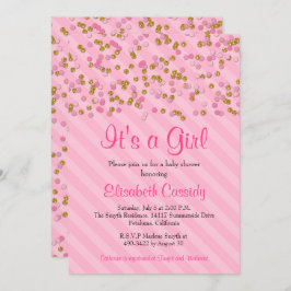 Pink & Gold Glitzer Sprinkle Kinderdusche laden ei Einladung