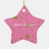 Pink Gold Glitzer Stars Keramik Ornament (Vorne)