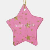 Pink Gold Glitzer Stars Keramik Ornament (Links)