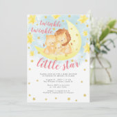 Pink Gold Glitzer Twinkle Little Star Baby Dusche Einladung (Stehend Vorderseite)