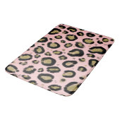Pink Gold Glitzer und Black Leopard Cheetah Print Badematte (Schrägansicht)