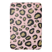 Pink Gold Glitzer und Black Leopard Cheetah Print Badematte (Vorderseite Vertikal)
