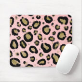 Pink Gold Glitzer und Black Leopard Cheetah Print Mousepad (Mit Mouse)