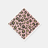 Pink Gold Glitzer und Black Leopard Cheetah Print Serviette (Ecke)