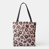 Pink Gold Glitzer und Black Leopard Cheetah Print Tasche (Rückseite)