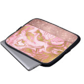 Pink Gold Glitzer und Sparkle Marmor Laptopschutzhülle (Vorne Knopf)