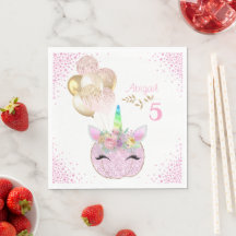 Pink Gold Glitzer Unicorn Pumpkin Girls Geburtstag