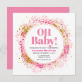 Pink Gold Glitzer Watercolor Baby Girl Dusche Invi Einladung (Vorne/Hinten)