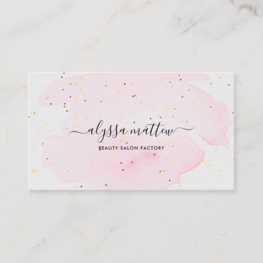 Pink Gold Glitzer Watercolor Personalisiertes Scri Visitenkarte (Vorderseite)