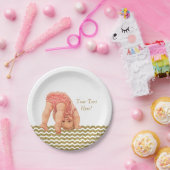 Pink Gold Glitzer Zickzack Baby Dusche Pappteller (Party)