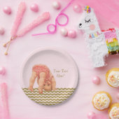 Pink Gold Glitzer Zickzack Baby Dusche Pappteller (Party)