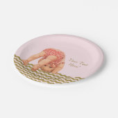 Pink Gold Glitzer Zickzack Baby Dusche Pappteller (Schrägansicht)