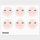 Pink Gold Glitzy Black Eyelashes Danke Runder Aufkleber (Blatt)