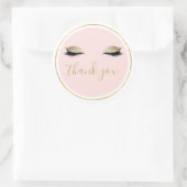 Pink Gold Glitzy Black Eyelashes Danke Runder Aufkleber (Tasche)