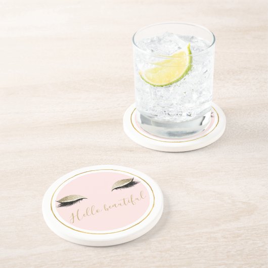 Pink Gold Glitzy Black Eyelashes Getränkeuntersetzer (Seite)