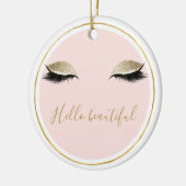 Pink Gold Glitzy Black Eyelashes Keramik Ornament (Links)