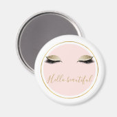 Pink Gold Glitzy Black Eyelashes Magnet (Vorderseite/Rückseite)