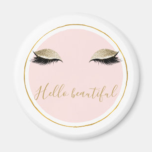 Pink Gold Glitzy Black Eyelashes Magnet