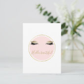 Pink Gold Glitzy Black Eyelashes Postkarte (Stehend Vorderseite)