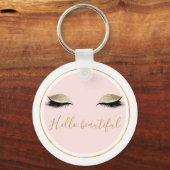 Pink Gold Glitzy Black Eyelashes Schlüsselanhänger (Vorderseite)