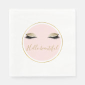 Pink Gold Glitzy Black Eyelashes Serviette (Vorderseite)