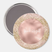 Pink Gold Glitzy Girly Sparkle Glitzer Ombre Magnet (Vorderseite/Rückseite)