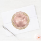 Pink Gold Glitzy Girly Sparkle Glitzer Ombre Runder Aufkleber (Umschlag)