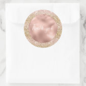Pink Gold Glitzy Girly Sparkle Glitzer Ombre Runder Aufkleber (Tasche)