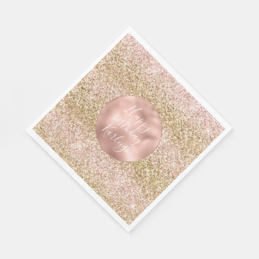 Pink Gold Glitzy Girly Sparkle Glitzer Ombre Serviette (Ecke)