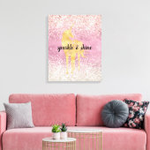 Pink Gold Glitzy Glitzer Unicorn Leinwanddruck (Insitu (Wohnzimmer))