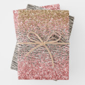 Pink Gold Glitzy Glitzer Zebra Print Geschenkpapier Set (Beispiel)