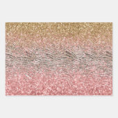Pink Gold Glitzy Glitzer Zebra Print Geschenkpapier Set (Vorderseite)