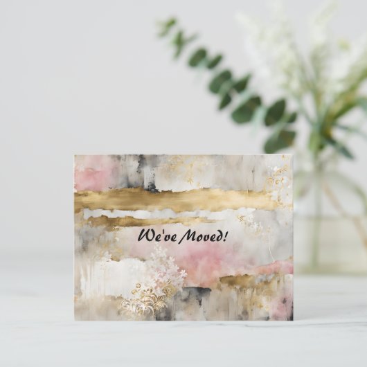 Pink Gold Gray Wabi Sabi New Address Postkarte (Stehend Vorderseite)