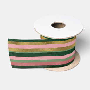 Pink Gold Green Strips Weihnachten Satinband