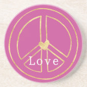 Pink Gold Heart Peace Sign Love Valentine's Day Getränkeuntersetzer (Vorne)