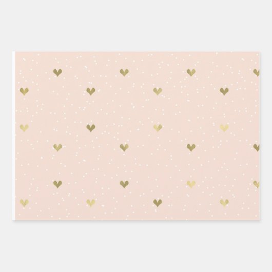 Pink Gold Hearts Liebe Wrapping Paper Sheets Geschenkpapier Set (Vorderseite 2)